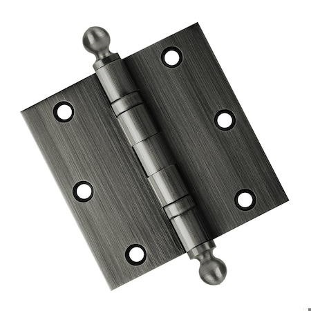 Embassy 3-1/2 x 3-1/2 Solid Brass Hinge, Pewter Finish with Ball Tips 3535BBUS17AB-1